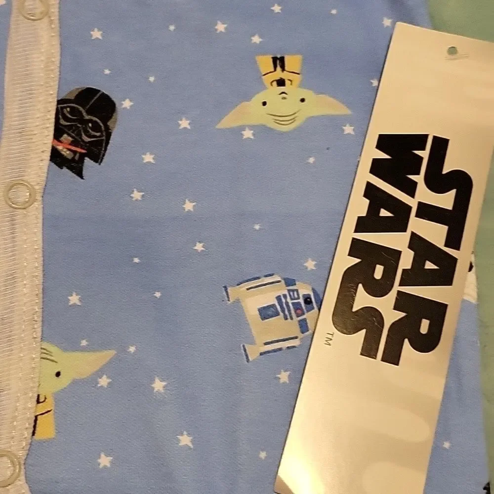Star Wars Disney footed onesie blue/gray size 0-3 months NWT